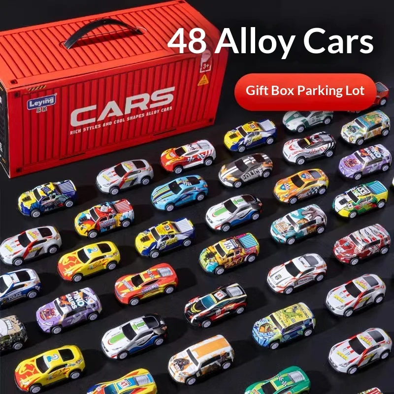 

Набор из 48 мини-машинок-контейнеров для детей, оптовая продажа, подарочный набор для мальчиков, инерционные игрушечные машинки