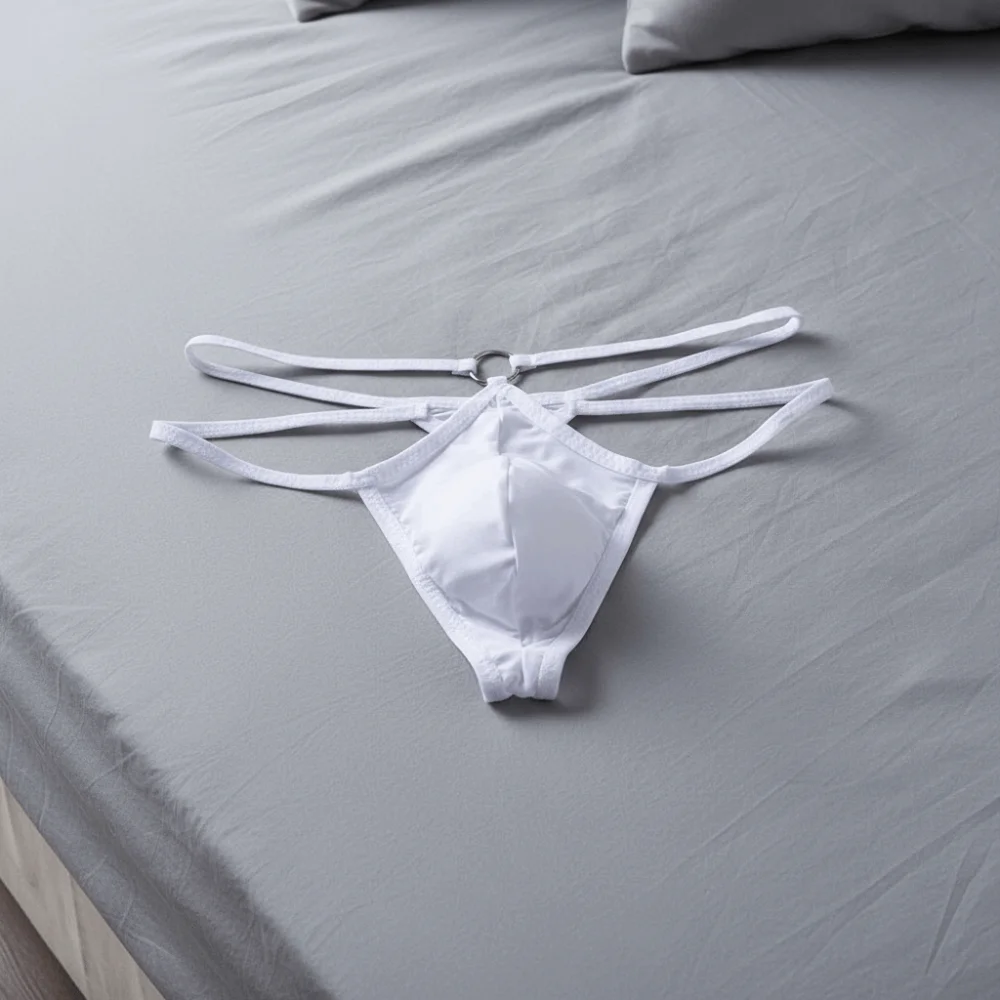 Comfortable Mesh Men's Thin Thong Transparent Low Waist Men Underwear Hollow Out Thin Strip T-back Briefs Newlywed