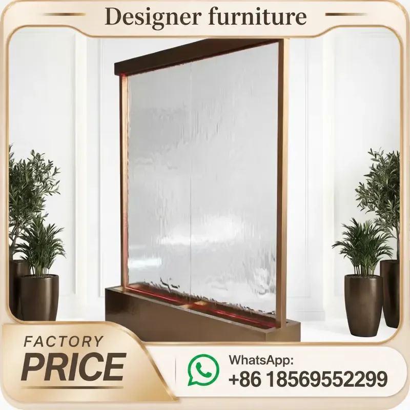 Wholesale Customizable Indoor Glass Water Feature DMX Color Changing LED Glass Water Curtain for Coffee Shop Ambience