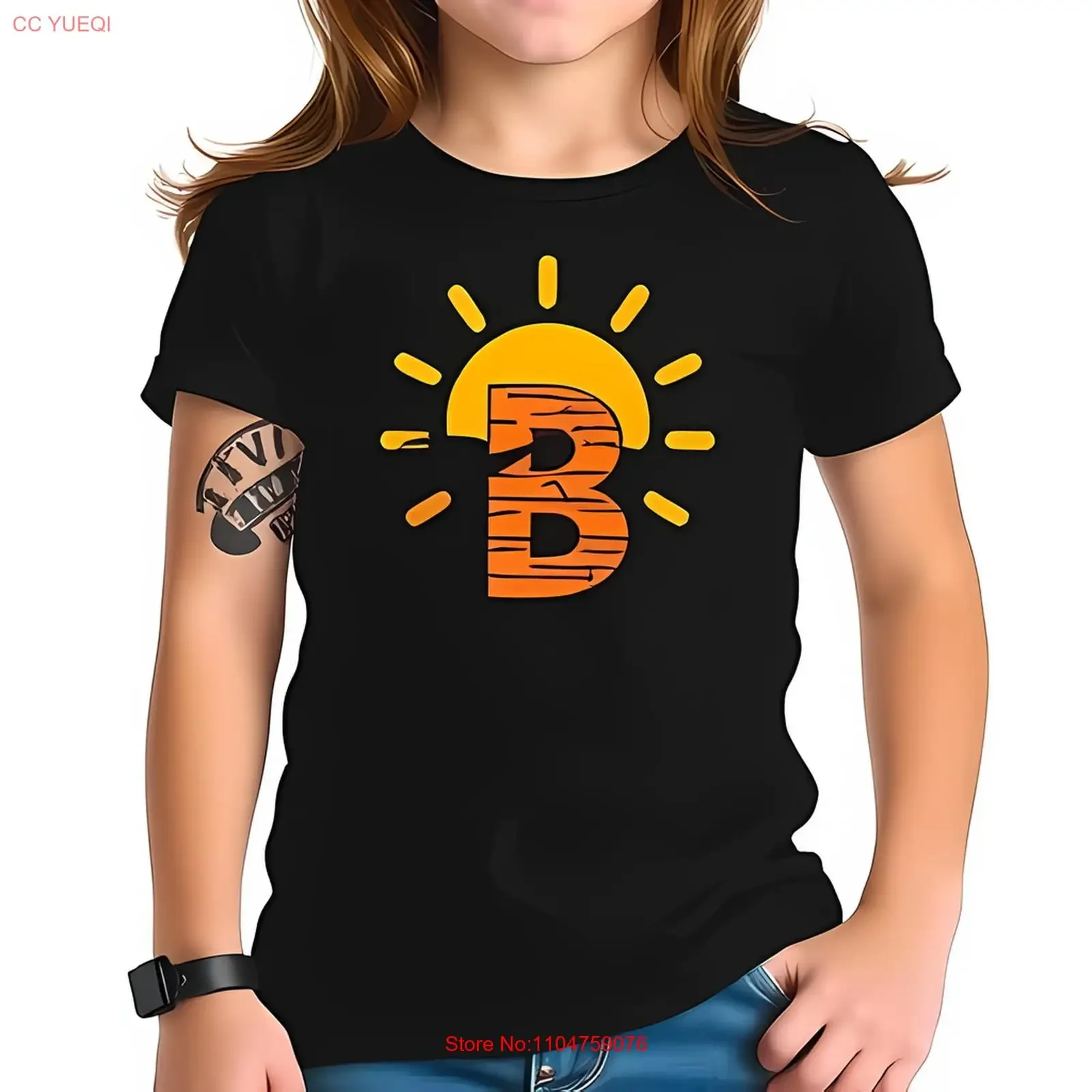 Camiseta negra elegante con diseño de sol y letra 'B' perfecta Todo algodón vintage Lavado homme Ropa de diseñador unisex versátil