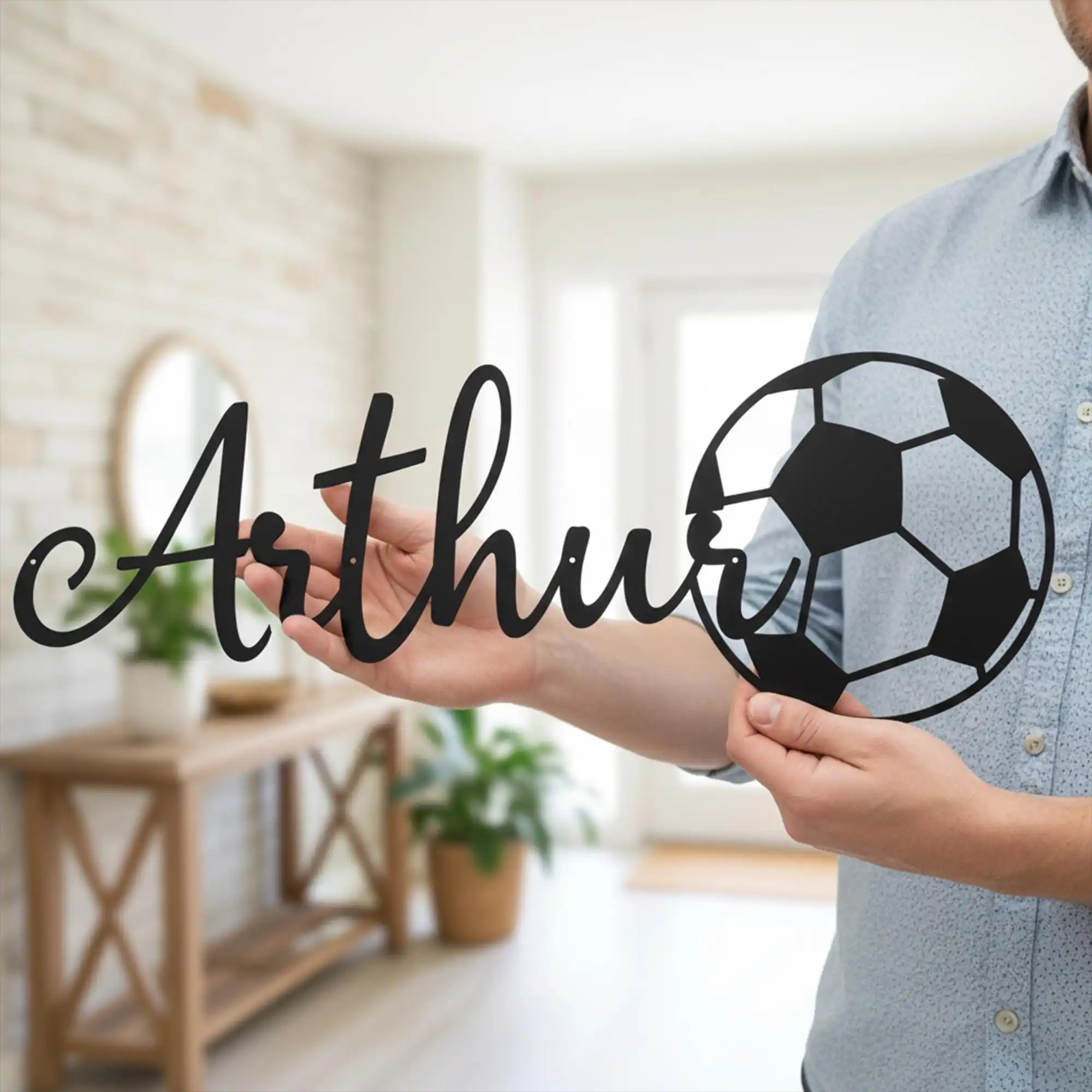 1Pc Custom Soccer Themed Wooden Name Plaque,Home Kids Room Nursery Bedroom Wall Door Decor,DIY Paintable,Birthday Wedding Gift