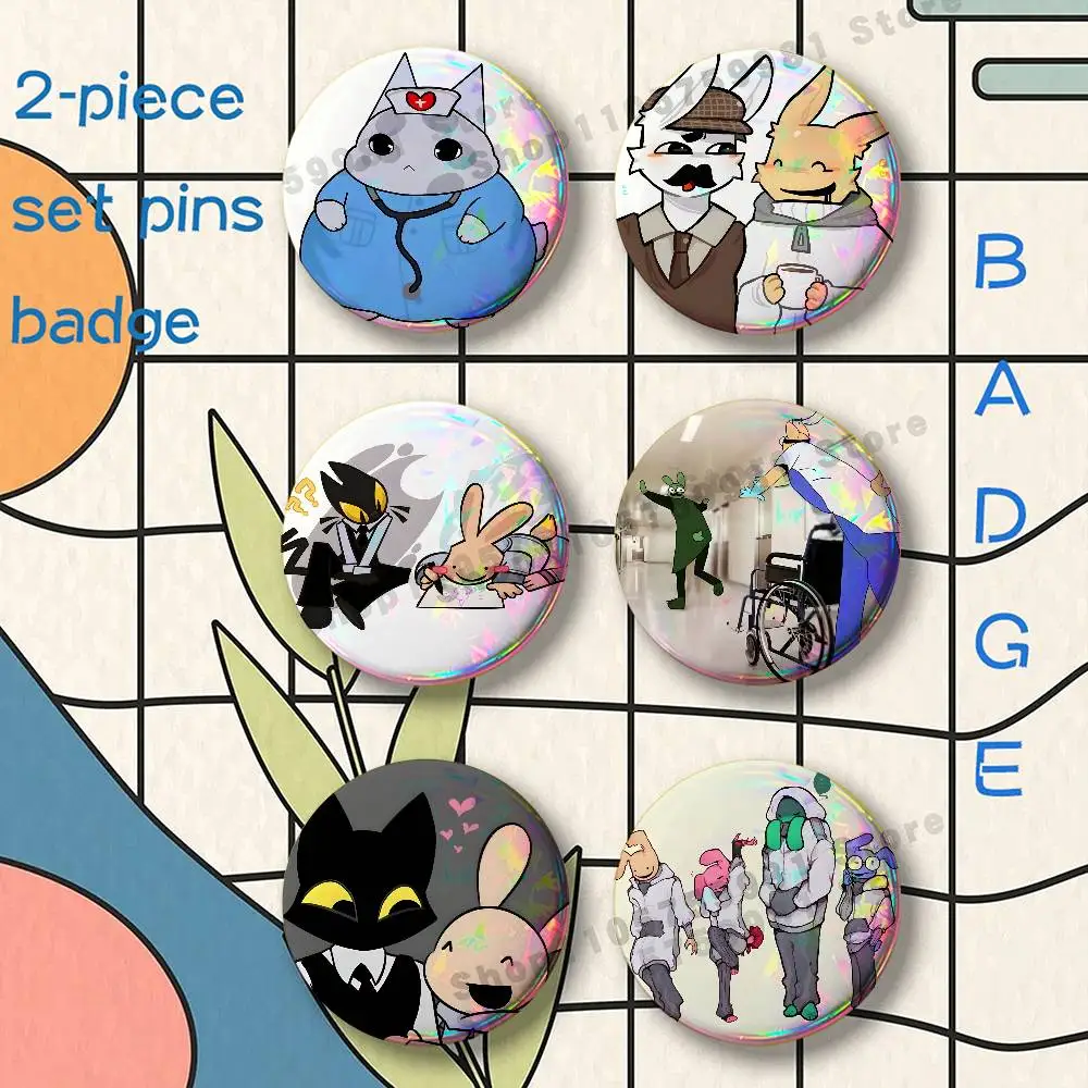 Funny Intern A-Animal Hospital 2-piece set Free Mix Backpack Clothes Jewelry Accessories Round Badge Collection Gifts