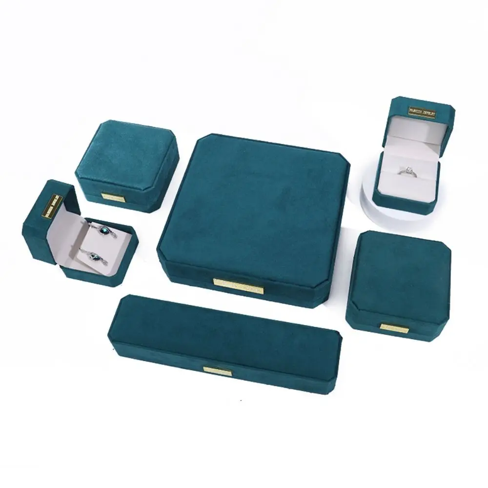 Emerald Velvet Jewelry Boxes Luxury Bracelet Necklace Jewelry Display Holder Octagonal Organizer Jewelry Storage Case Earrings