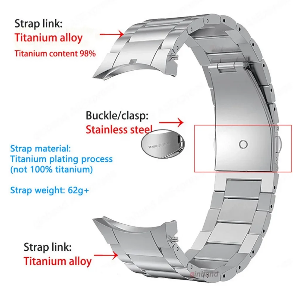 Titanium Band Voor Samsung Galaxy Horloge 7 40Mm 44Mm Originele Polsband Voor Samsung 6 Classic 47Mm 43Mm/5 Pro 45Mm/6 5 4 Armband