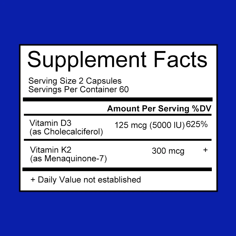 Kexinsh Vitamine D3k2 Capsules 5000iu Vitamine D3 300mcg K2 Ondersteuning Tanden Bot Hart Gezondheid Gezamenlijke Gezondheid