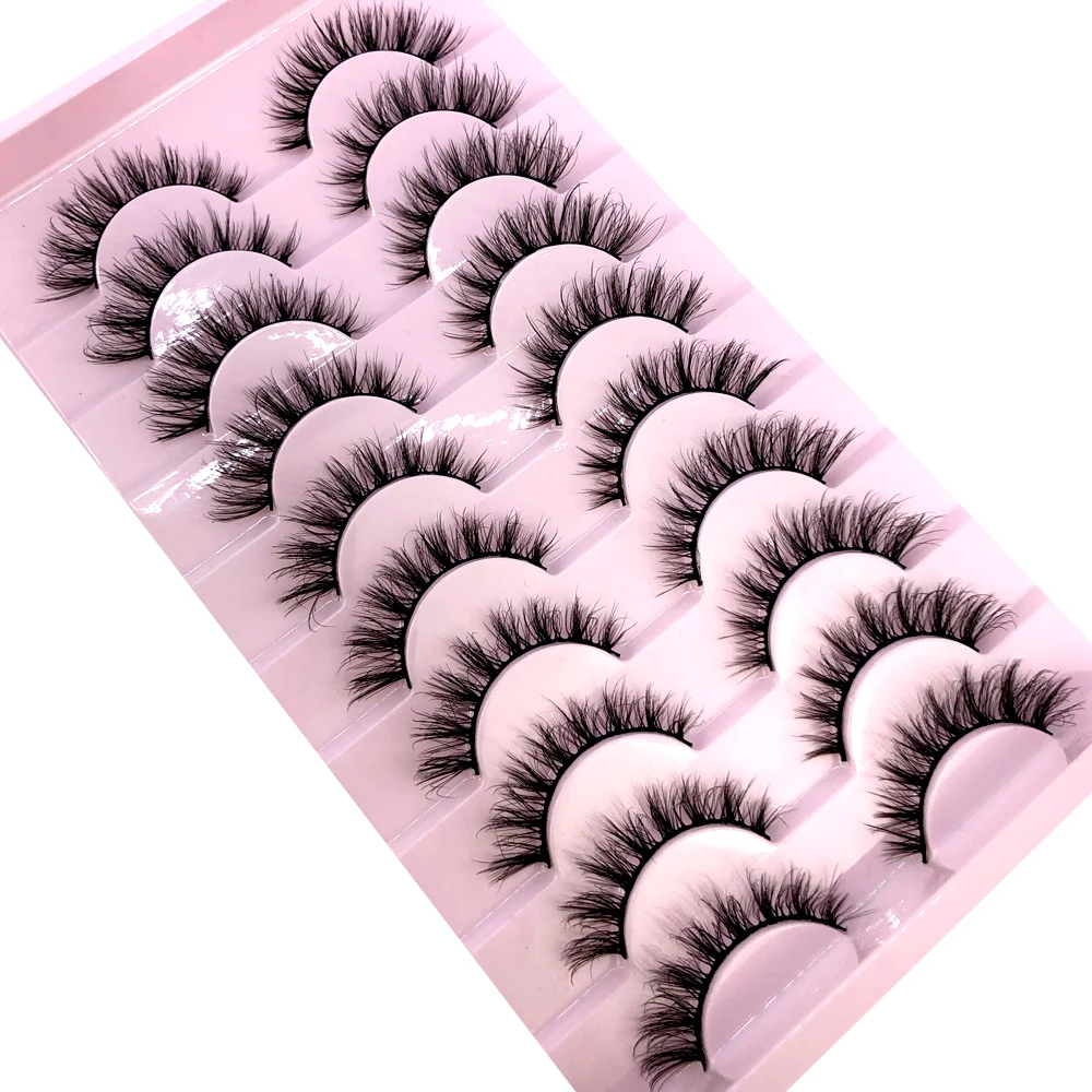 Soft Mink Eyelashes 3D Curl Winged End Eye Elongated Fake Lashes Thick Handmade Natural False Eyelash Messy Cross Lash Wholesale