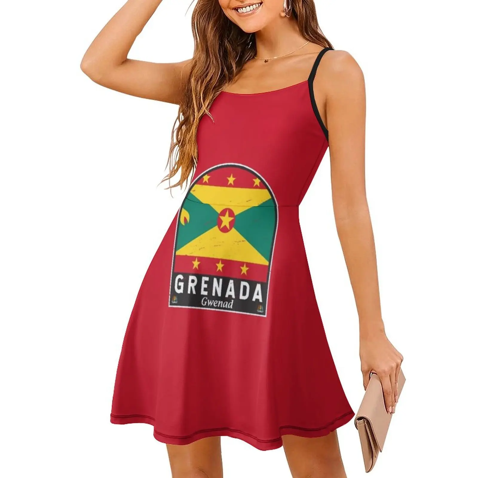 غرينادا العلم شعار المتعثرة خمر المرأة الهيب هوب الشارع الشهير فستان الرسم طباعة ملابس للنادي غرينادا غرينادا العلم
