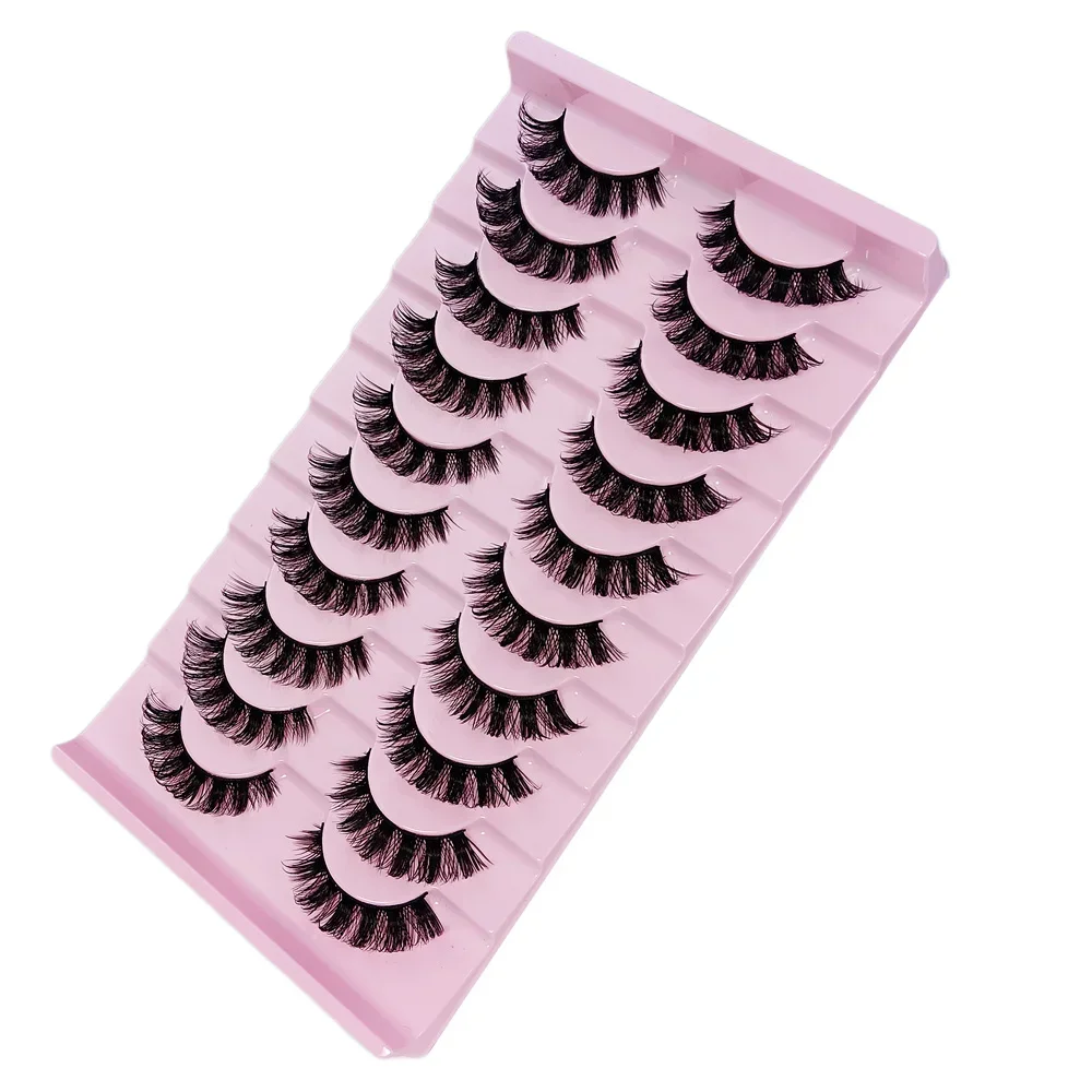 Russo Strip Lashes para Maquiagem, Volume Fofo, Cílios Postiços, Dramático Sujo, Faux Mink, Cílios Falsos Grossos, DD Curl, 10 Pares