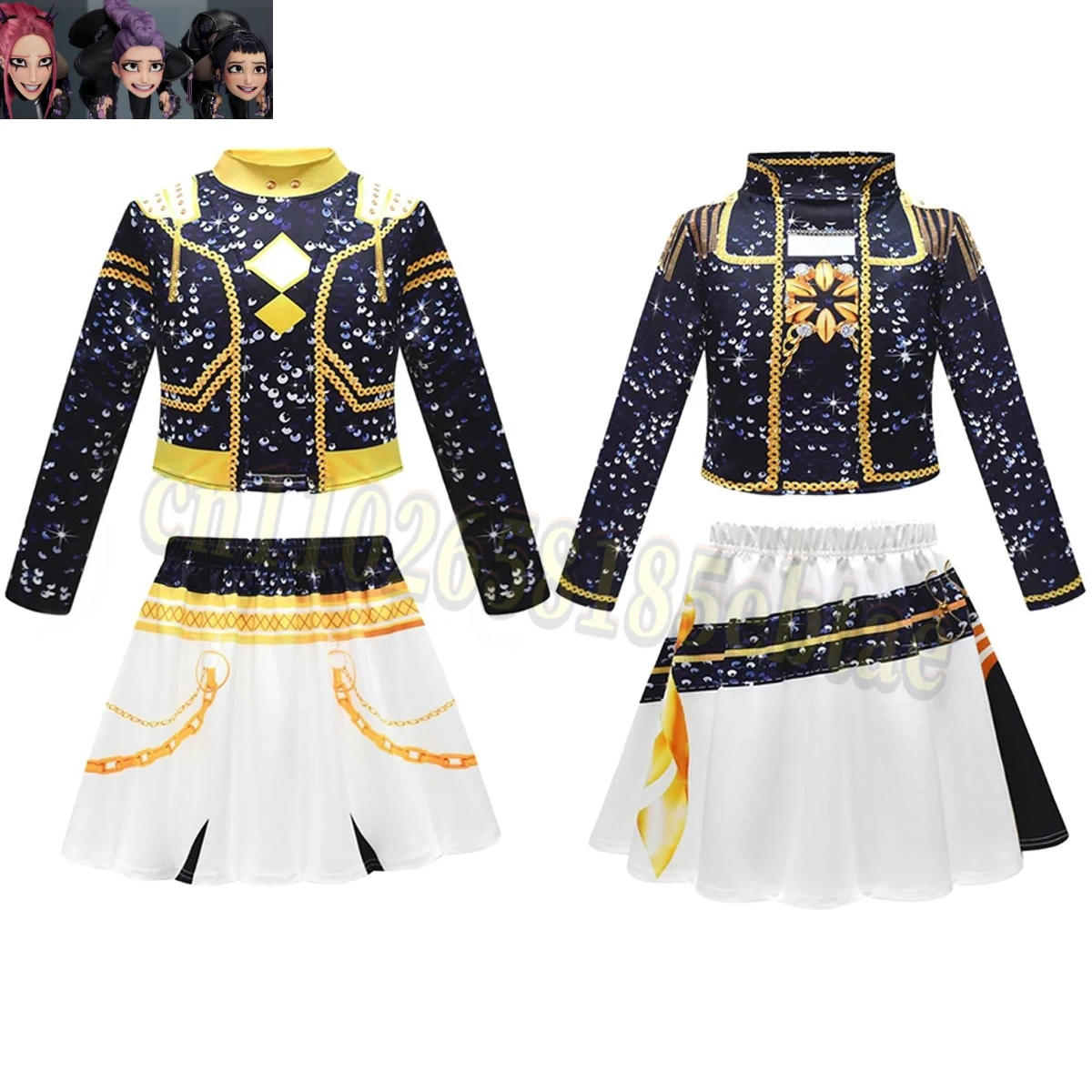 الفتيات ثلاثية الأبعاد الطباعة الرقمية رومي زوي ميرا تأثيري القمم تنورة مجموعة زي Kpop شيطان الصيادين موحدة هالوين حفلة لعب الأدوار الاطفال