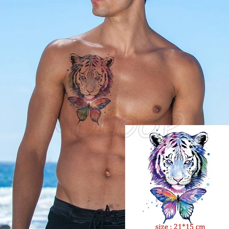 Temporary fake tattoo leopard large panther waterproof tatoo sticker big cat animal body art flash tatto for man girl kid boy