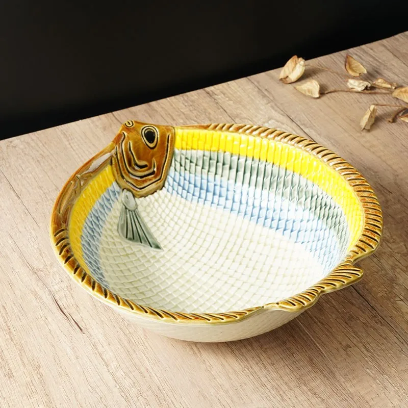 Creative special-shaped ceramic fish plate sashimi plate sushi plate cold dish salad fish-shaped hand-painted irregular