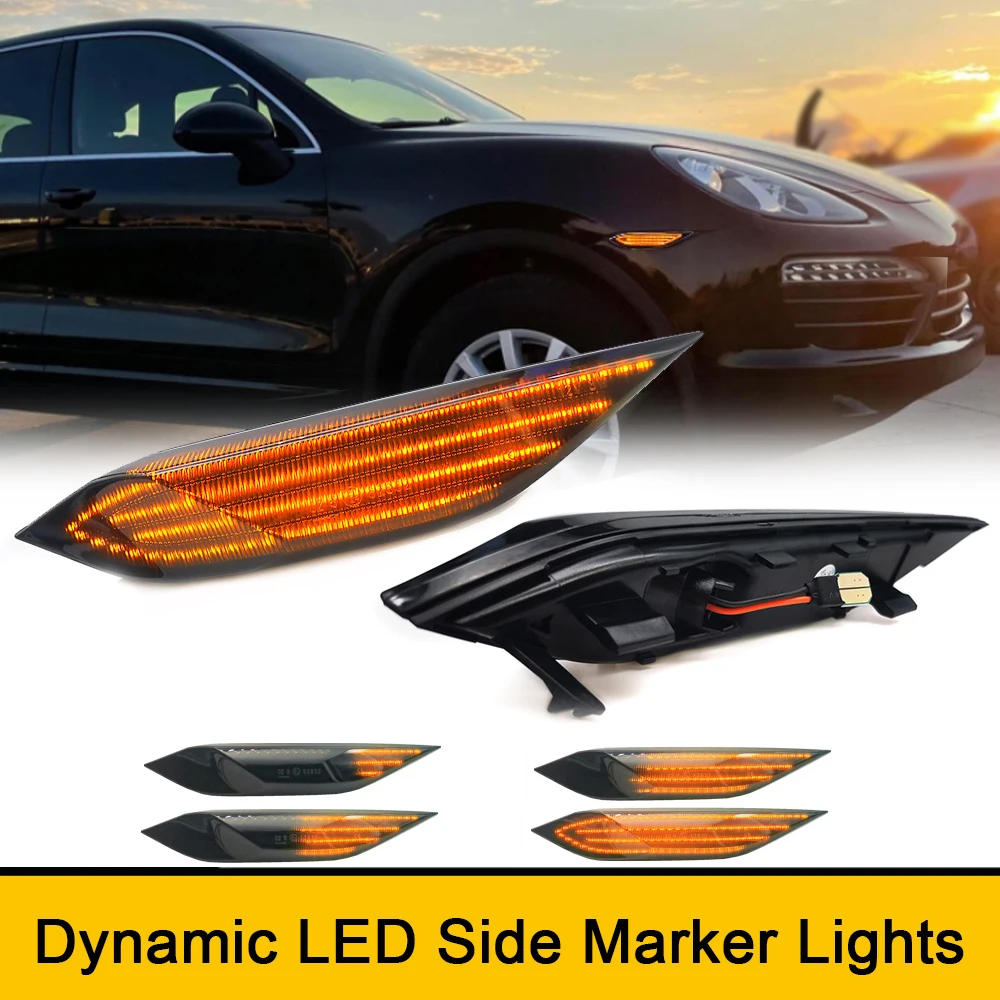 

Canbus LED Front Fender Side Marker Parking Light For Porsche Cayenne 958 92A 2010-2014 Sequential Blinker Indicator Amber Lamp