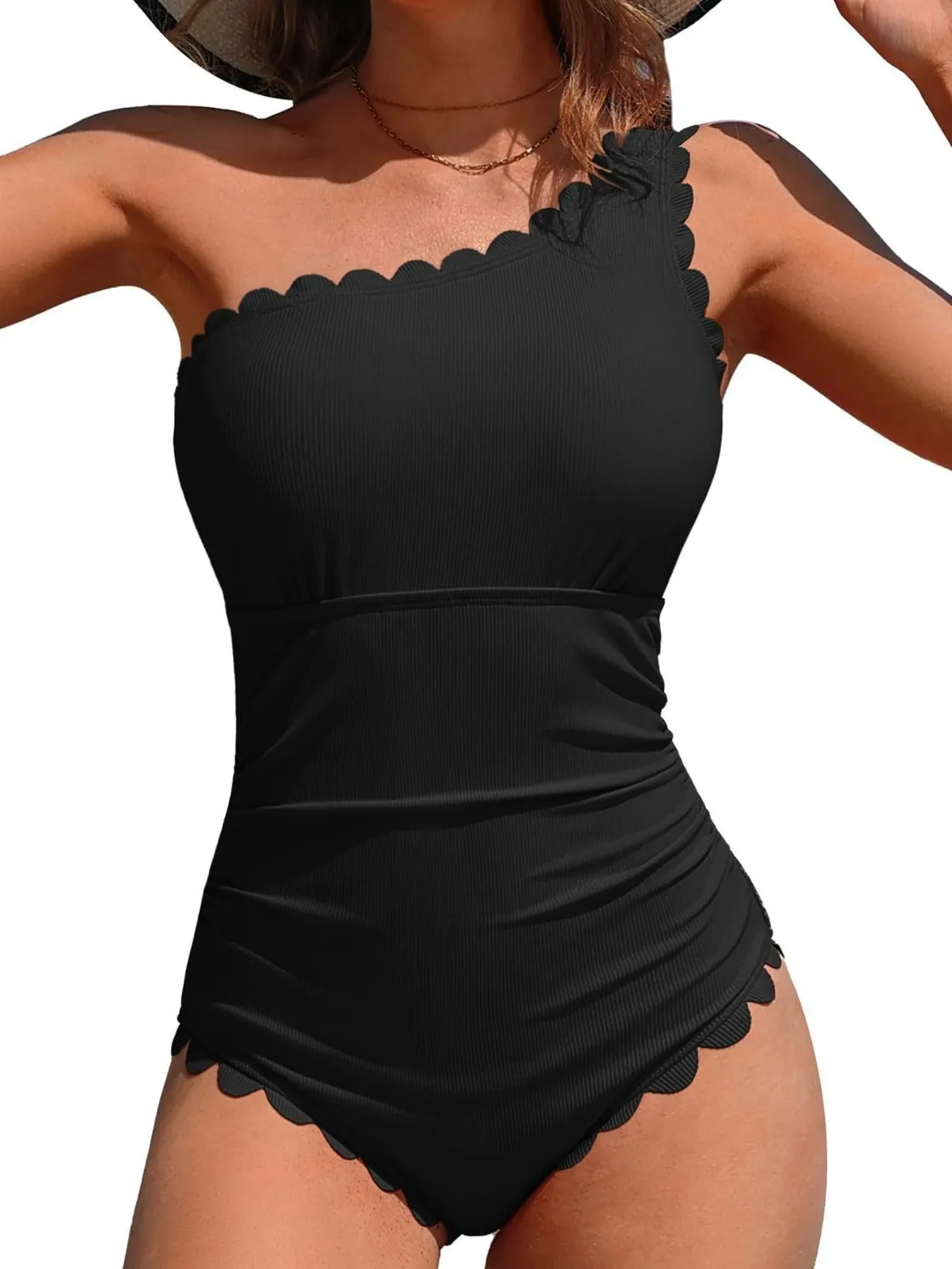 2025 One Shoulder One Piece Swimsuit Slimming Solid Color Monokini Modern Conservative Summer Holiday One Shoulder Bodysuit Tops