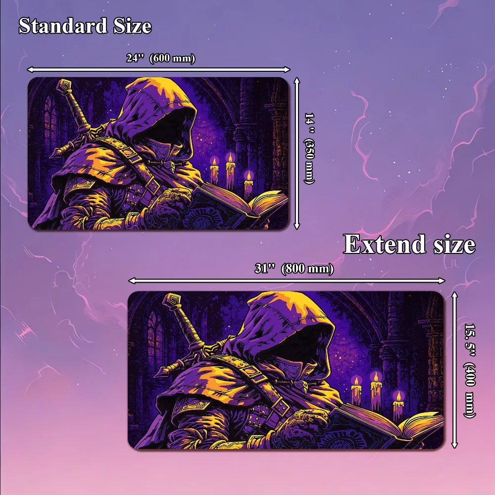 MTG Playmat with Zones, Neon Gothic Assassin TCG Desk Mat, 24