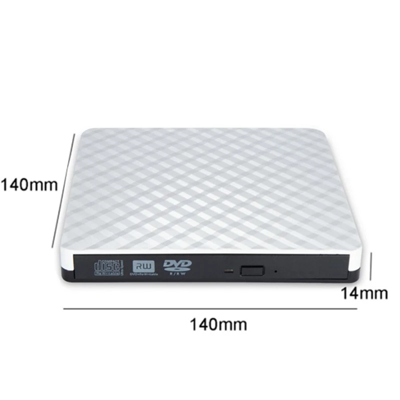 PC Laptop External USB 3.0 DVD RW CD Writer Portable Optical Drive Burner Reader Player Tray Portable Drive Burner