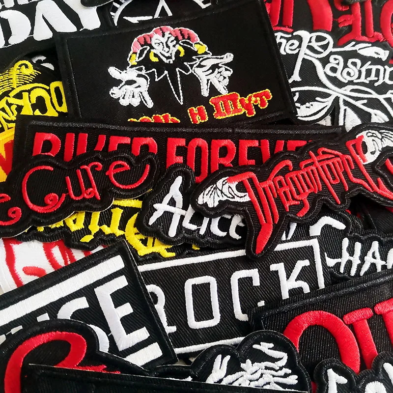 50Pcs/lot Rock Band Cloth Patches Ironing For Jacket Jeans Punk Music Badges Embroidered Stripes DIY Stickers Sewing Appliques