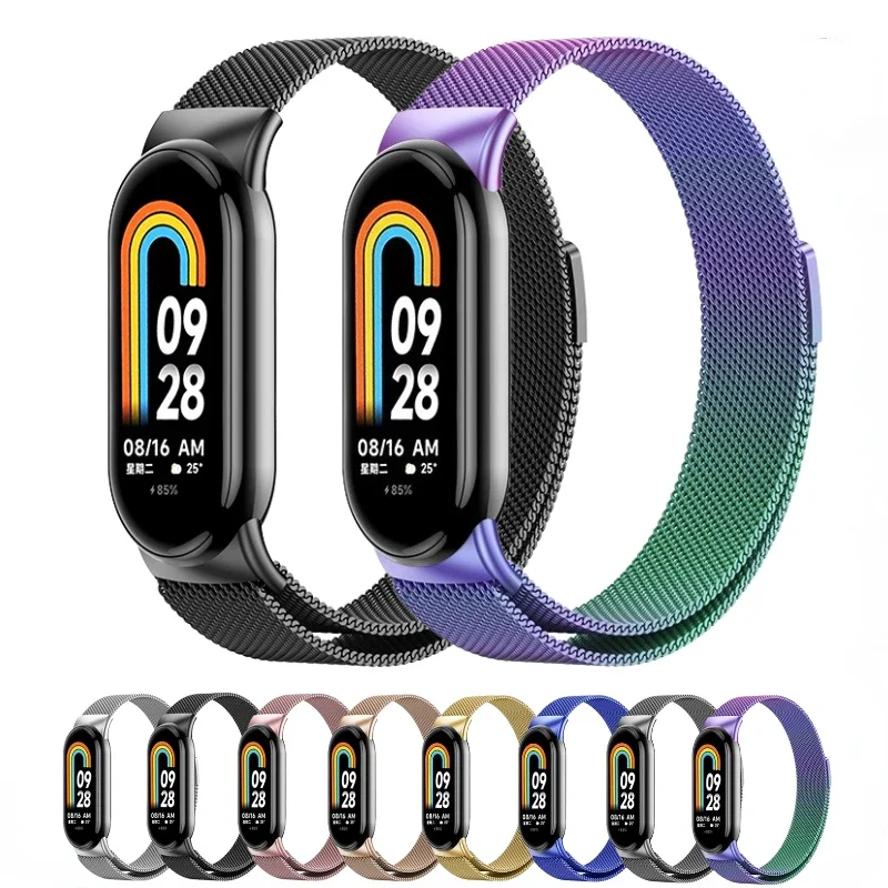 

Миланский ремешок для Xiaomi Mi Band 9, ремешок Miband 8, NFC, удобный браслет, металлический магнитный браслет Correa Miband 8, аксессуары для браслетов