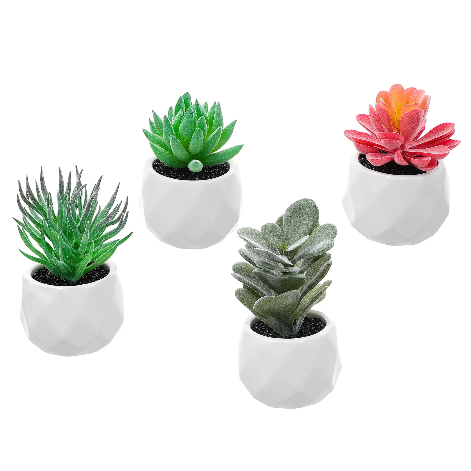 

4Pcs Artificial Succulent Plant Simulation Ceramic Pots Realistic Fake Bonsai Home Office Decor Artificial Plant