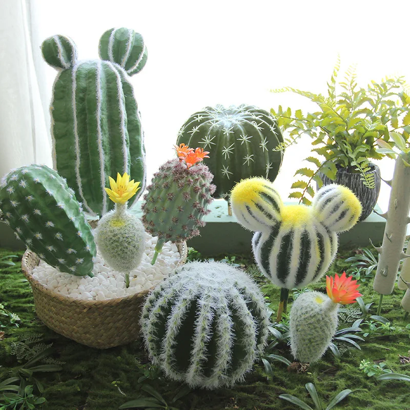 Artificial Plant Mini Cactus Flocking, Meaty and Realistic Texture Home Decoration for Meeting Room Desktop Decoration