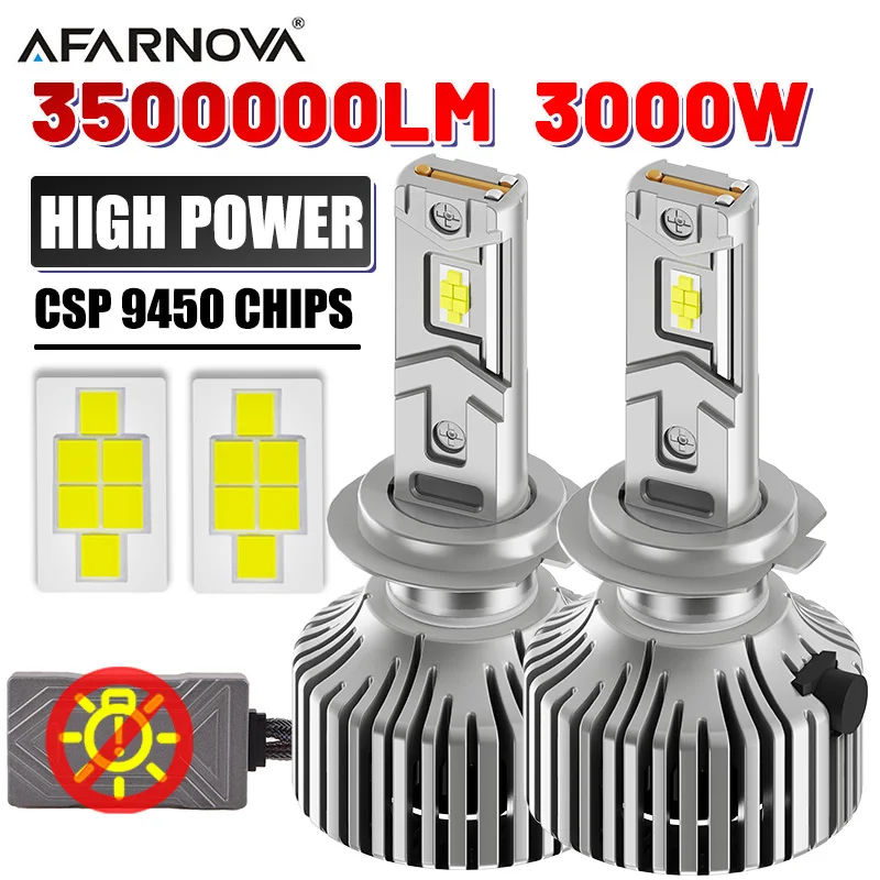 

H7 H4 H11 Led Headlight 3000W 3500000LM High Power 9450 CSP Canbus H1 H8 9005 HB3 9006 HB4 Turbo Lamp 12V Car Led Headlamp 6000K