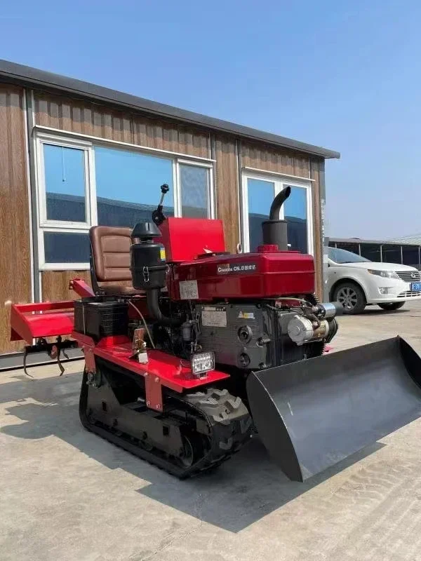 New 35HP multifunctional tracked micro rotary tiller, agricultural tiller, and small-scale agricultural track cultivator