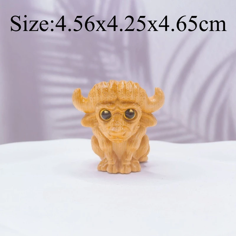1 PC Cliff Thuja Carved Buffalo Hand Piece Ornament Wood Energizing Bull Decor Creative Study Office Desk Decoration Home Craft