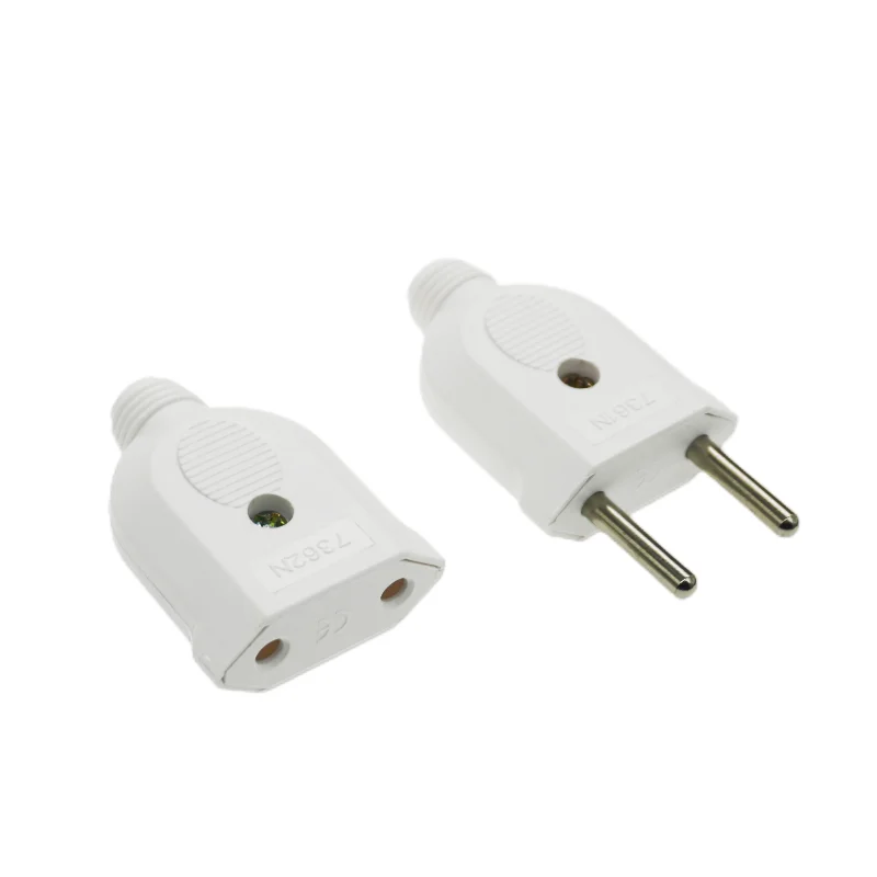 UE 2 Pin AC Energia Elétrica Rewireable Plug Masculino Fêmea Tomada Adaptador Adaptador Fio Cabo de Extensão Conector Destacável