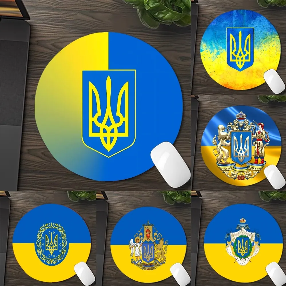 

U-Ukraine Flag Mousepad DIY Round Thickened Mouse Pad Oversized Gaming Keyboard Table Mat Desk Set Accessories Desktop Mat