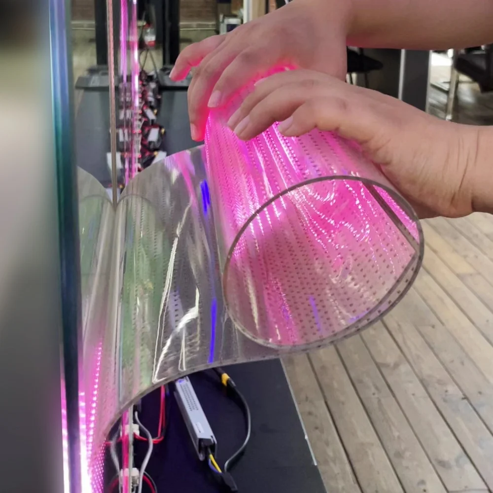 Transparent Film Display Screen Shopping Mall windows Glass Led Flexible Crystal Film Screen Outdoor Indoor Advertise Screen