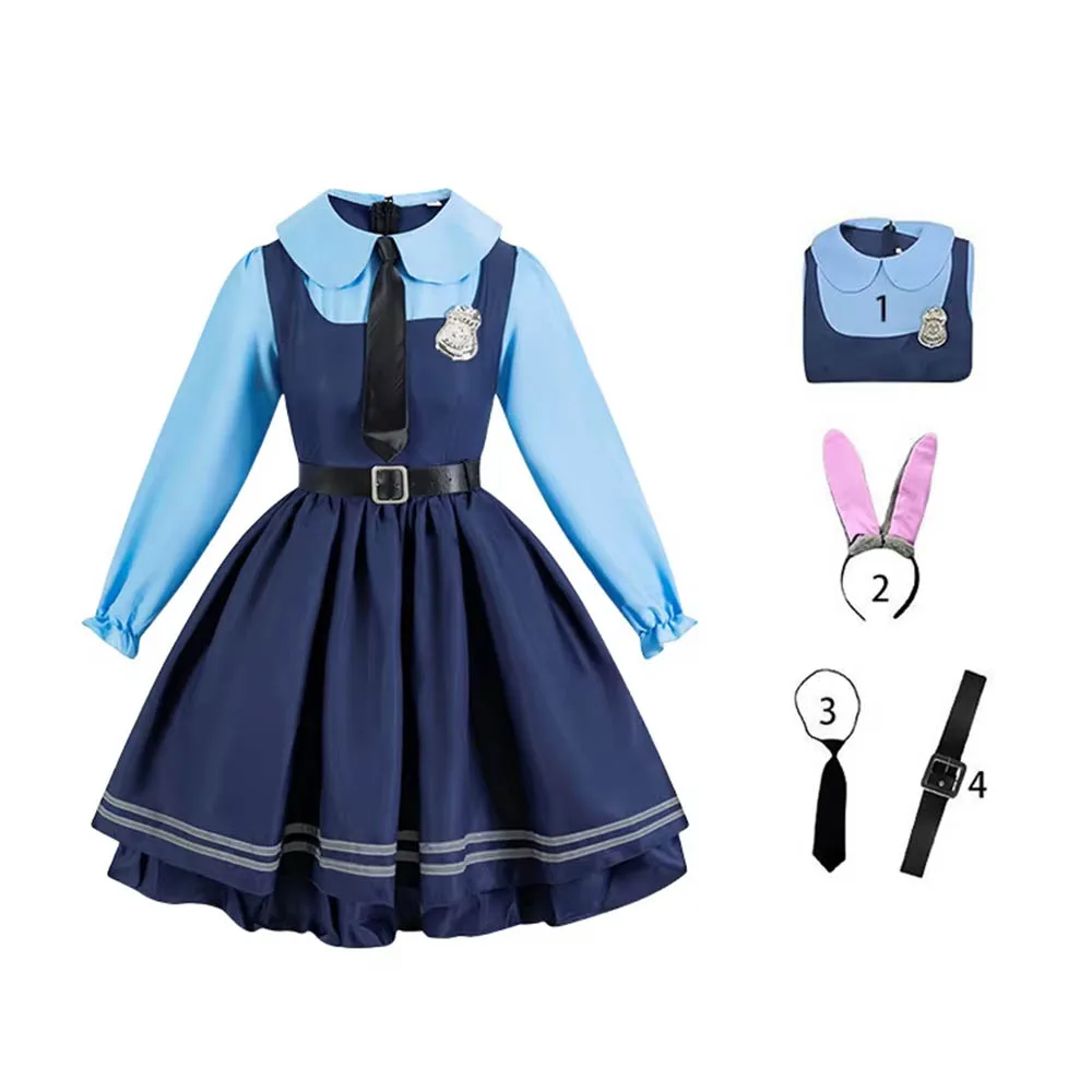 

Judy Cosplay Costume for Women Girls Purim Carnival Party Outfit Police Rabbit Dress Halloween Cosplay Fancy Dress