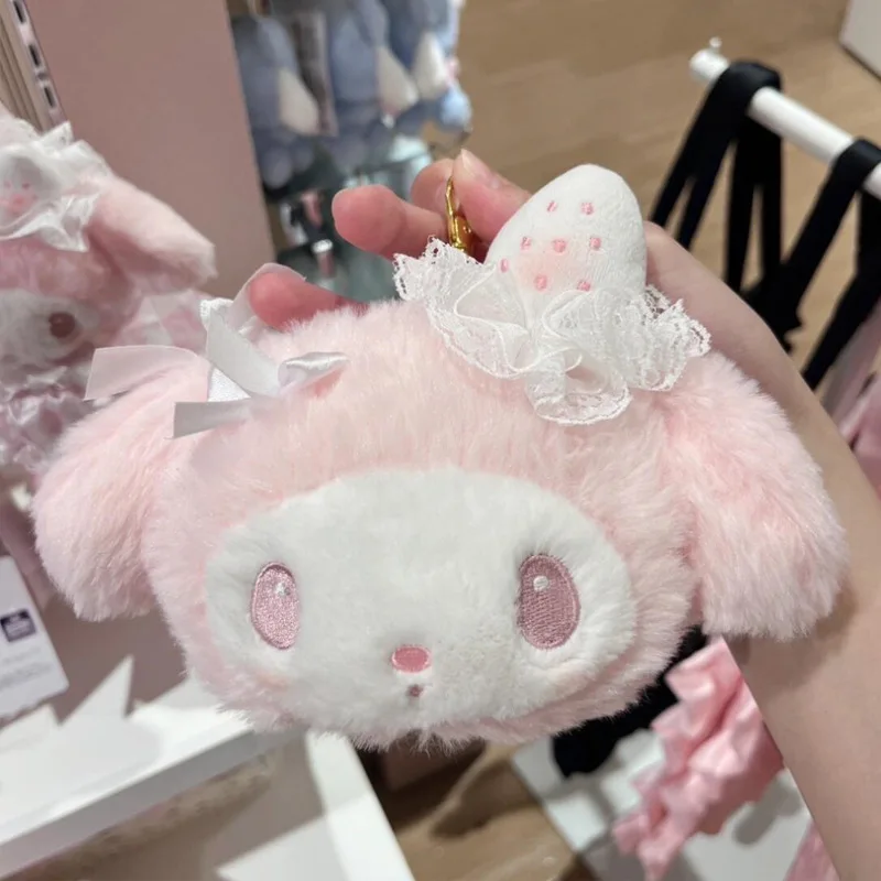 スイートホワイトストロベリーシリーズ サンリオ マイメロディ レースロリータ ぬいぐるみ コインパース 漫画風ハートボタンバッグ ペンダント イヤホンバッグ