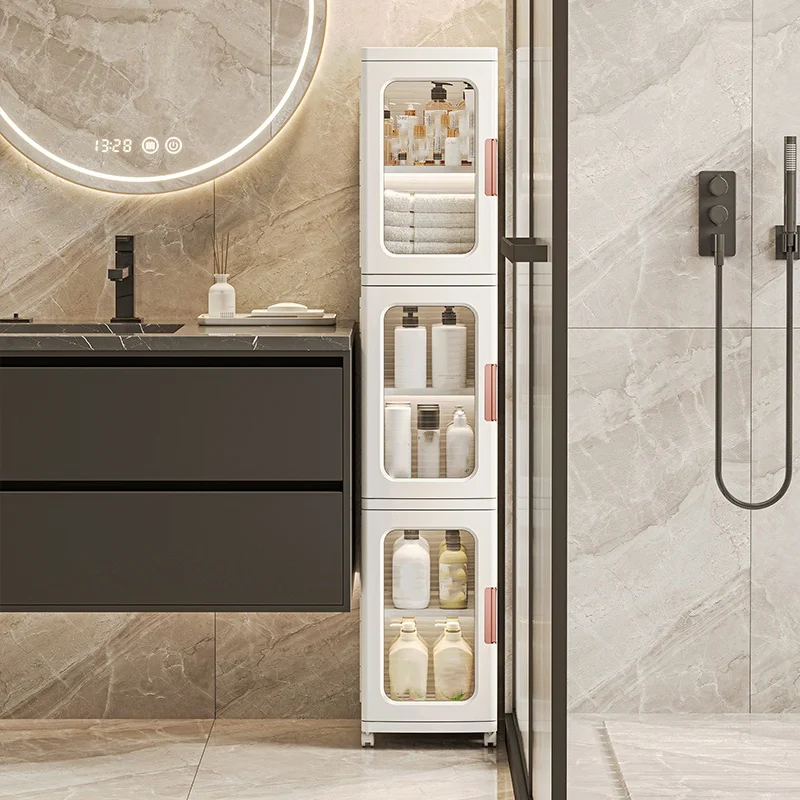 Cracked Storage Cabinet, Foldable Narrow Cabinet, Bathroom Miscellaneous Storage Cabinet, Light Luxury Home Multi-Layer Kitchen