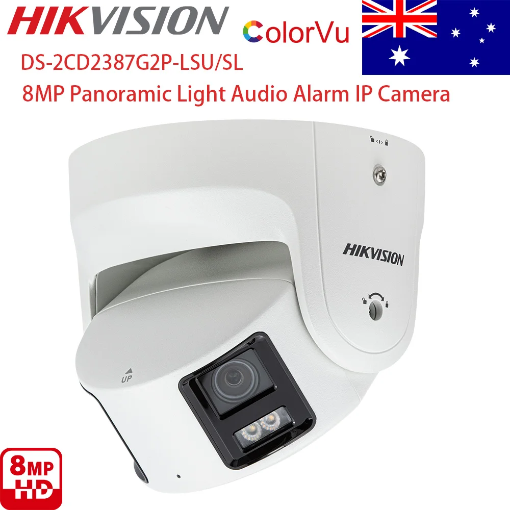 

Hikvision Original Panoramic ColorVu Turret IP Camera 180° 4K 8MP Outdoor Audio Light Alarm 2-way Speaker 4mm Lens AU Stock