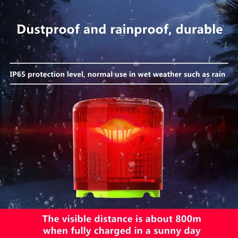 1PCS Solar Powered led Warning Light Truck Flashing Strong Magnetic Crane Roof Night Magnetic Obstruction Flashing Light