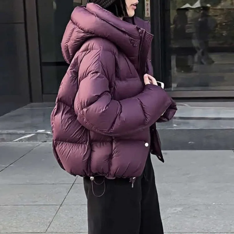 المرأة البخاخ أسفل سترة الشتاء مقنعين قصيرة الأبيض بطة أسفل معاطف امرأة dvainstorounasя كردولينا doudoune فام لوكس JK-265 #1