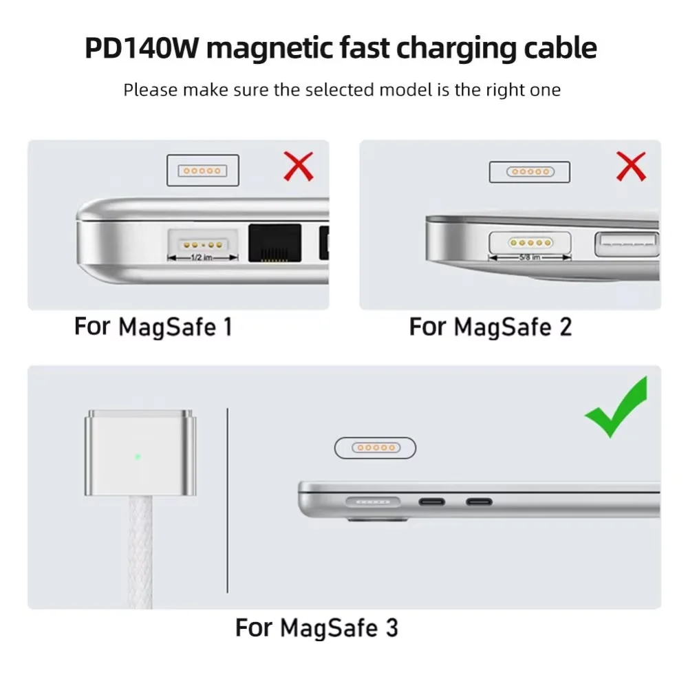 2M USB Type C to Magsafe 3 Magnetic Charger Cord Laptop Charging Cable Converter PD 140W for MacBook Air/Pro A2442 A2485 A2681 image 6