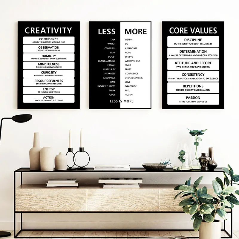 Inspirational Action Quotes Canvas Poster Print Simple Black White Art Motivational Picture Office Living Room Wall Decoration