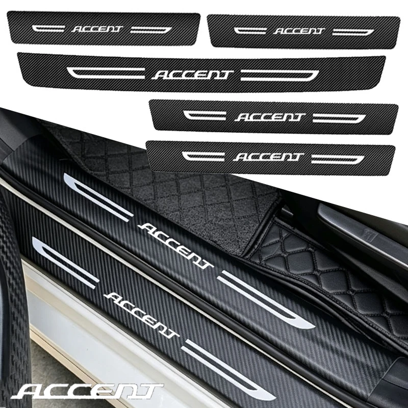 Car Front Rear Door Threshold Protective Decals For Hyundai ACCENT Trunk Bumper Strip Anti Kick Stickers Pedal Guards Decoration