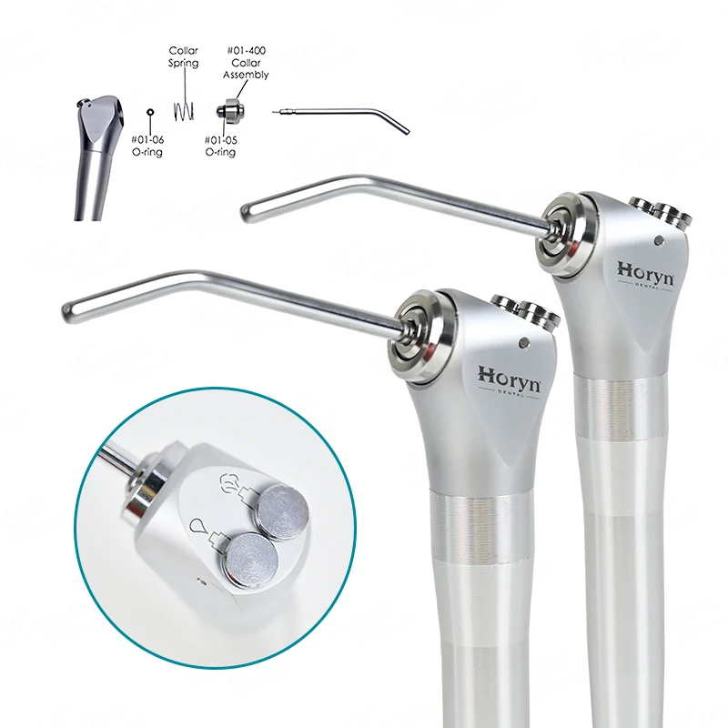 Dental Air Water Spray Syringe Triple 3 Way 2 Nozzles Tips Metal Handle + 4Pcs Metal Alloy Nozzles/Tips/Tube