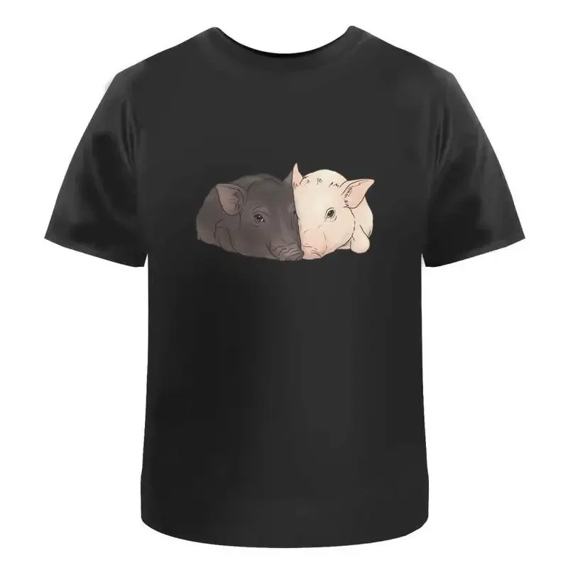 Cuddling Pigs' Cotton T Shirt Ta046405