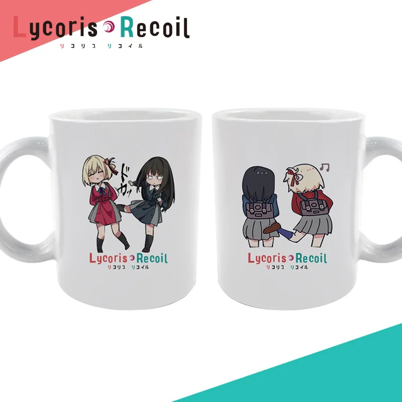 Taza de café de cerámica de dibujos animados para hombres y mujeres, tazas de Cosplay, Lycoris, retroceso, Inoue, Takina, Nishikigi, Chisato, Japón, Anime
