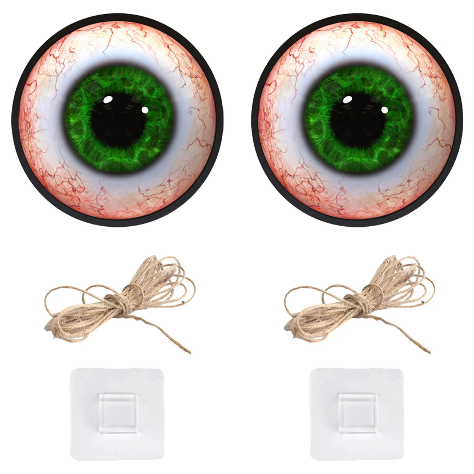 2 Pcs Battery Operated Eyeball Sign Halloween Window Plaque Eyeballs Lights for Glowing Spooky Door Hanging