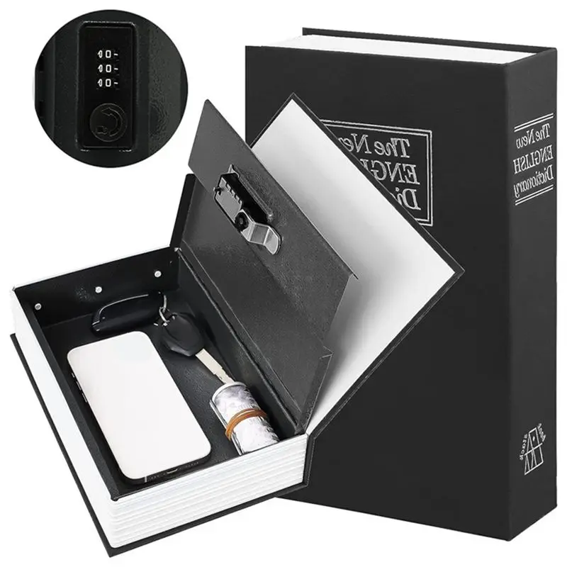 ABGG-Transfer Book Safe With Combination Lock Secret Metal Lock Box Money Storage Box Piggy Bank Durable Secure Storage (