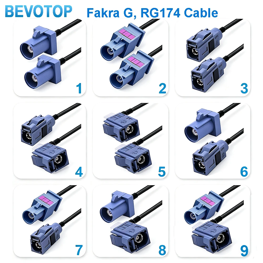RAL7031 Grey Fakra G Male/Female RG174 Cable RF Coaxial Extension Cord Pigtail Adapter for Car Remote Control Keyless Entry