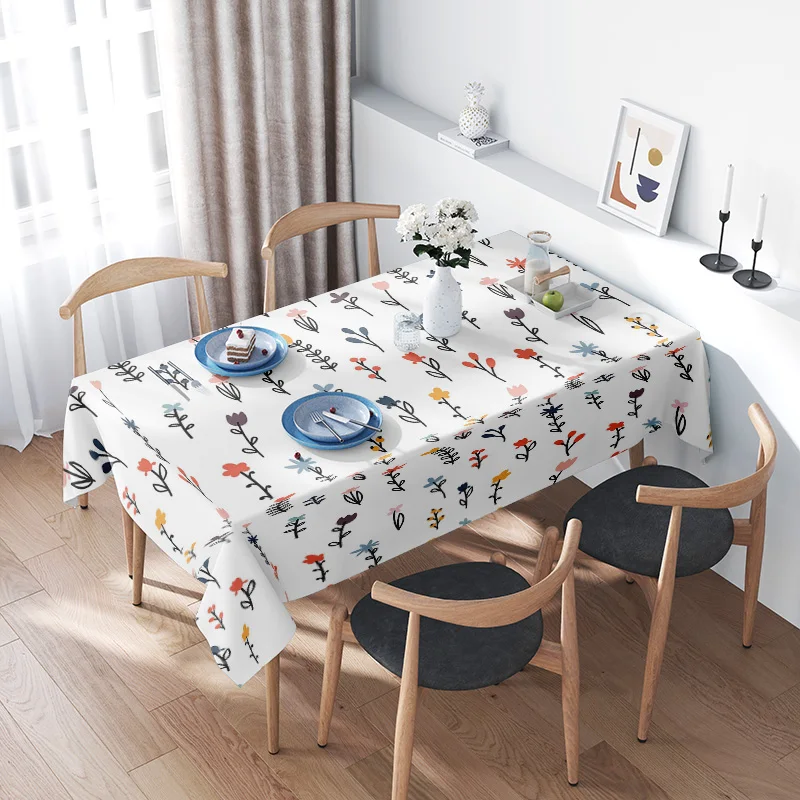 

Modern Floral Printed TableclothColorful Decorative Table Covers for Dining Room Kitchen Machine Washable Linen Cotton Fabric 10