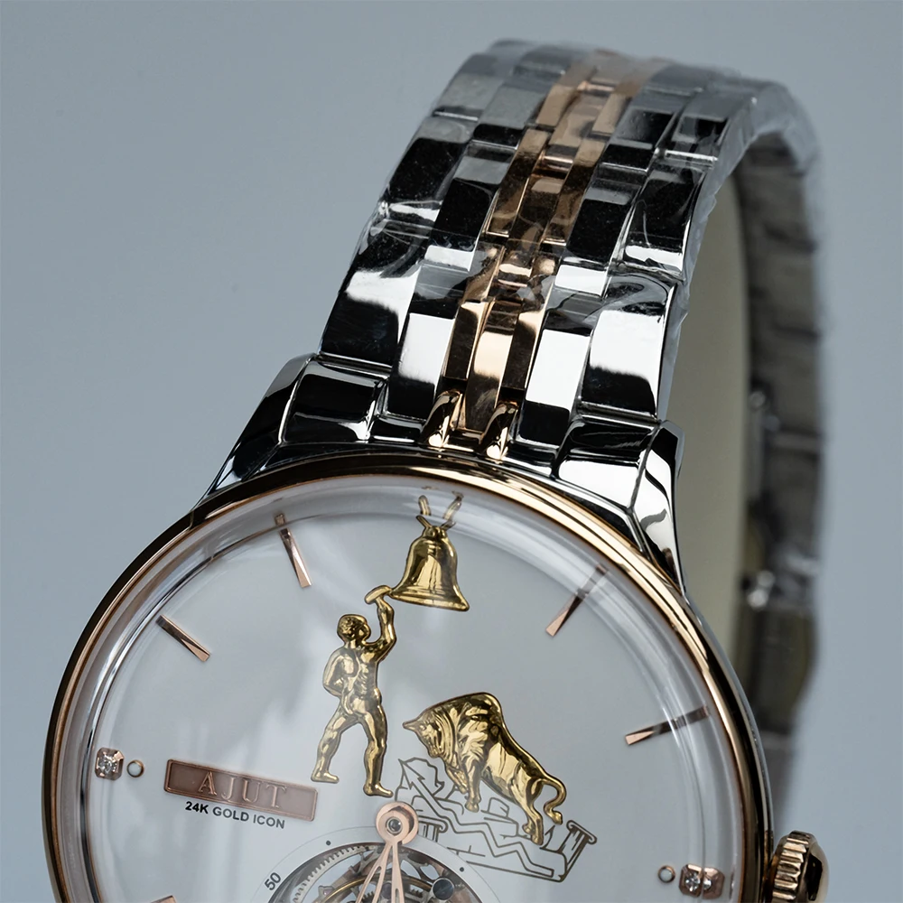 AJUT tourbillon automatico meccanico da uomo orologio zaffiro di lusso con tourbillon volante a carica automatica per uomo 0375