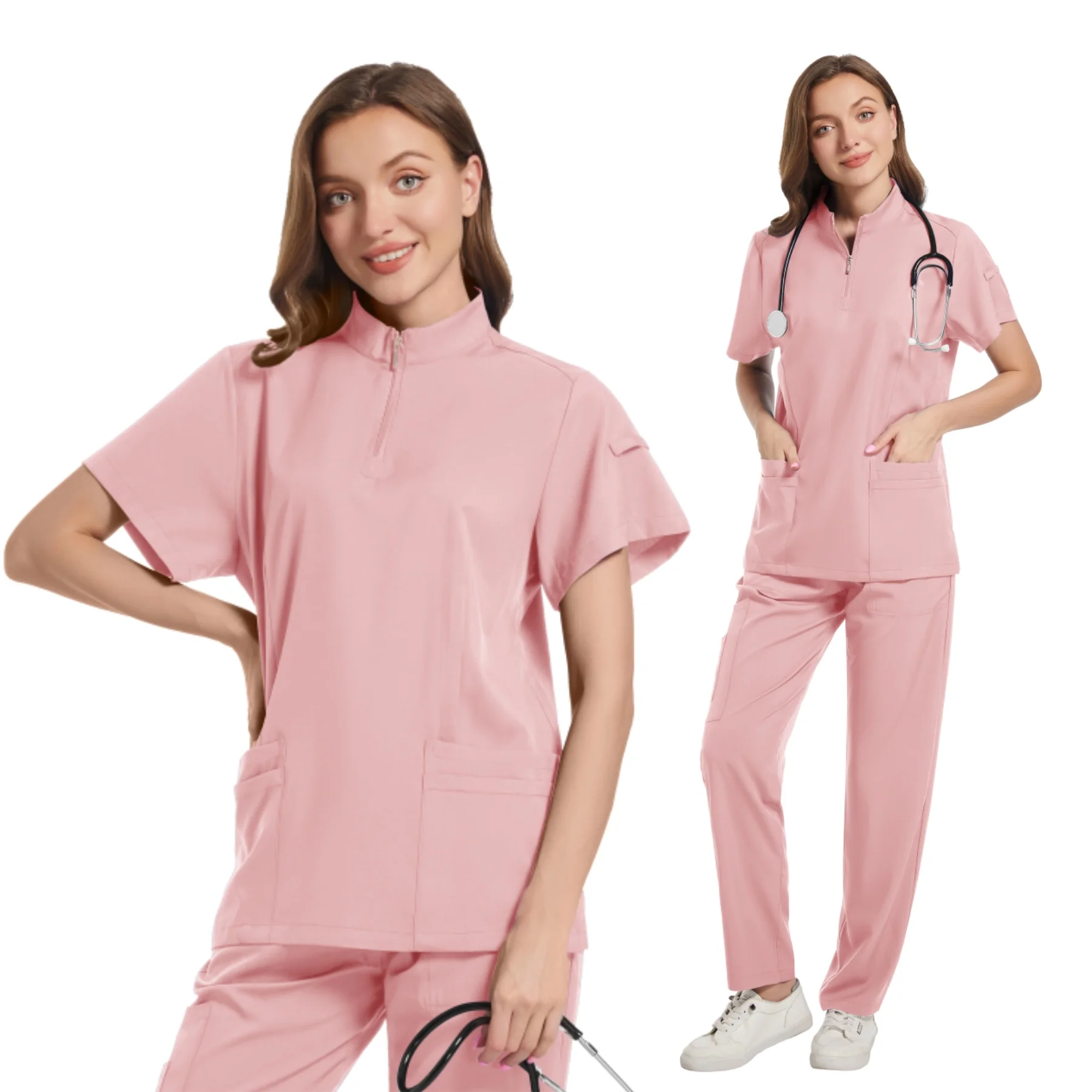 Medical Doctor Nurse Surgical Uniforms Woman Scrub Set Beauty Salon Work Wear Clinical Scrubs Top-Pants Spa Nursing Tunic Suit