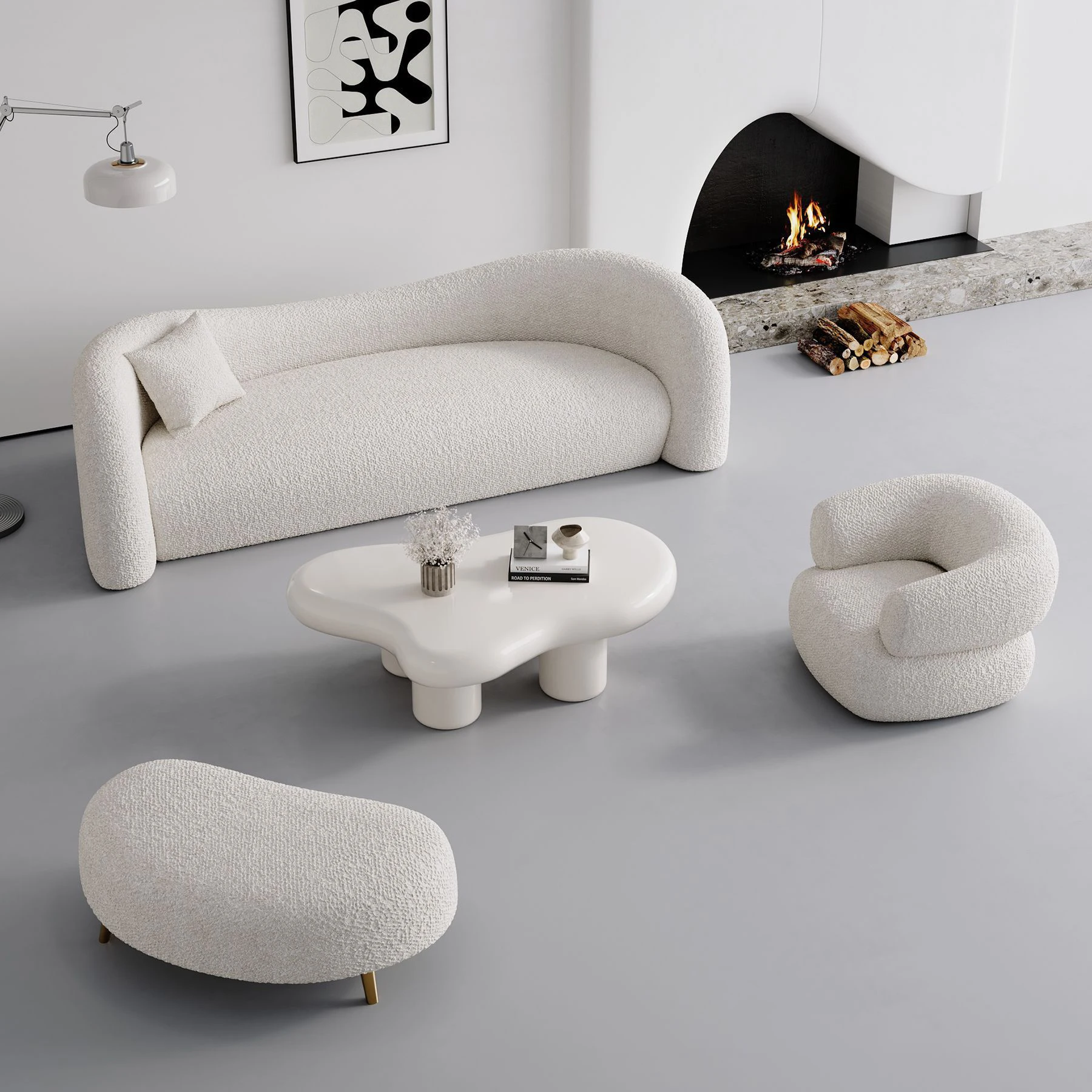 # Sofa Salon Reception Lounge Sofa Hotel Lounge Sofa Cream-colored  Furniture