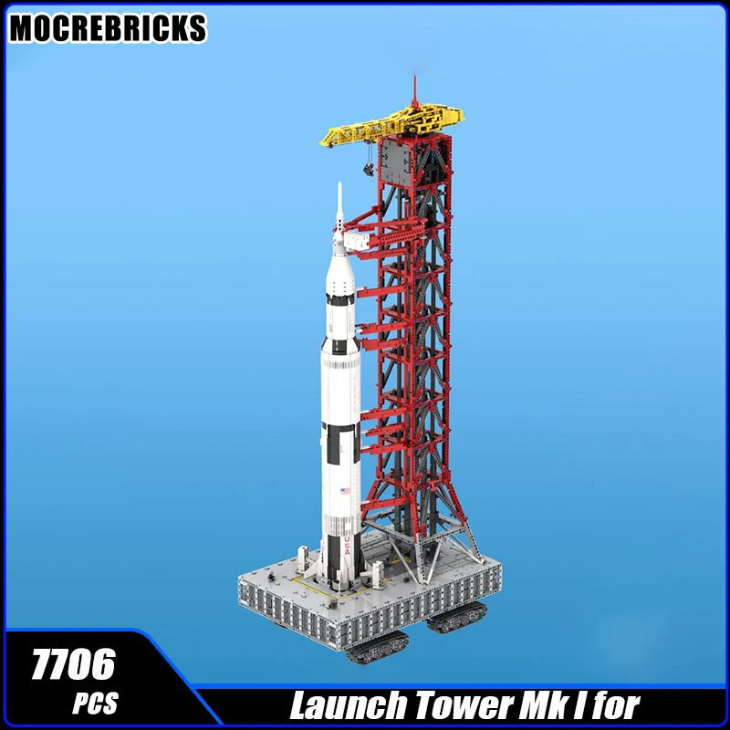 MOC-60088 Torre de lanzamiento espacial Saturn V UCS tecnología bloque de construcción modelo creativo ladrillos juguete exhibición científica colección regalo