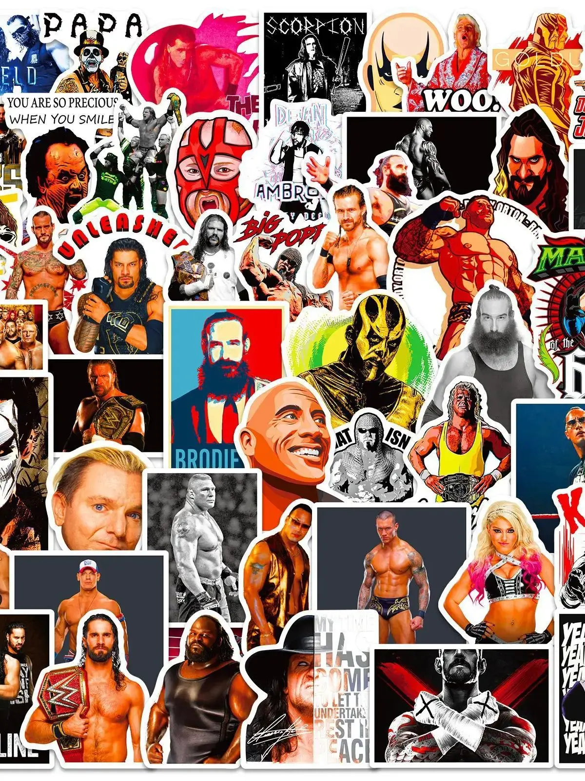 AliExpress FANLU 10/50PCS Wrestling Graffiti Stickers Fight Cartoon WWE Stickers Funny Fighting Decals Luggage Laptop Guitar Car Bike Skateboard